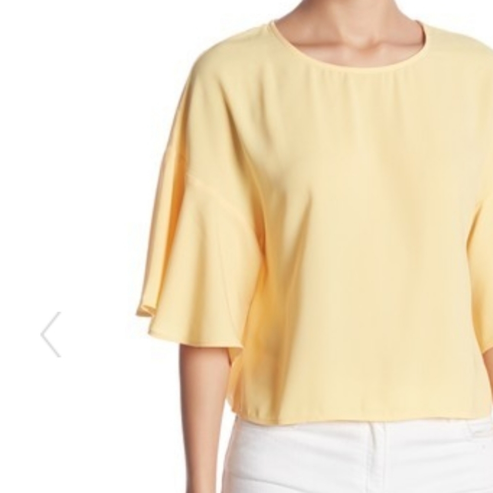 Free Press Crew Neck Flutter Sleeve Top